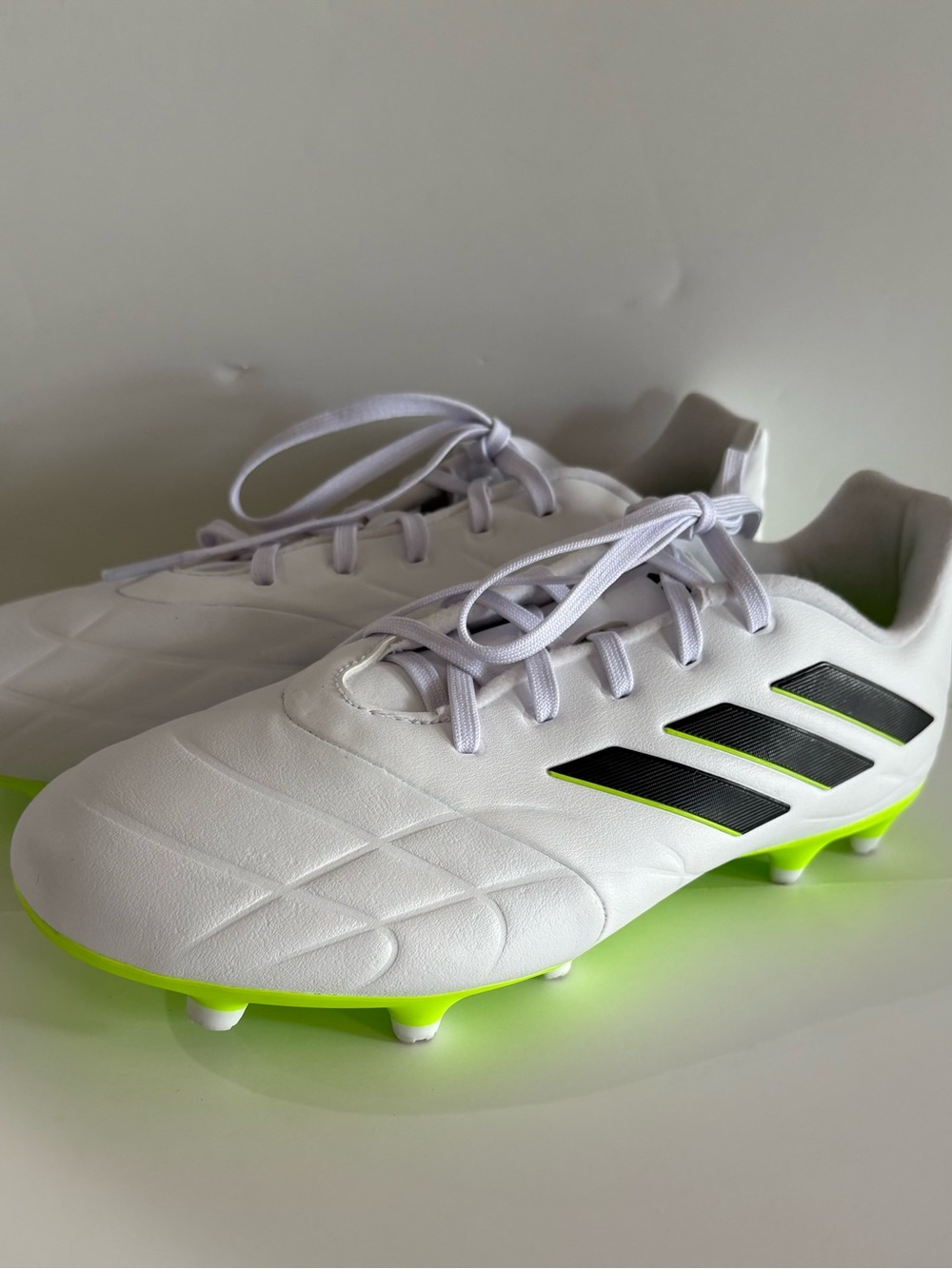 Adidas Cope Pure 3 White Soccer Cleats with Neon Green Sole size 7.5